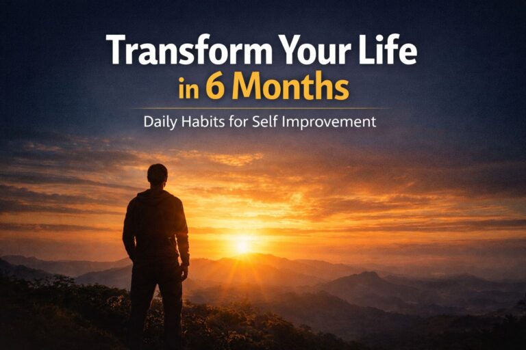 Person standing at sunrise symbolizing daily habits to transform your life in six months through discipline, growth, and self-improvement.